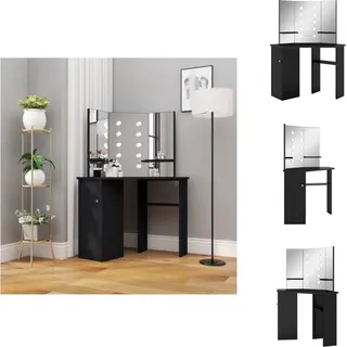 vidaXL Eck-Schminktisch mit LED Schwarz 111x54x141,5 cm - Schminktische - Schwarz