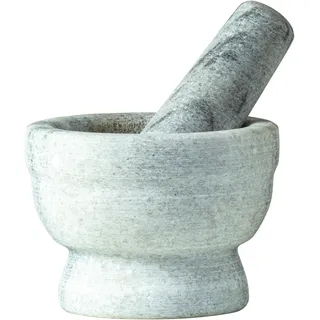 Jade Temple Marmor Mörser mit Stössel D: 9,5 cm H: 7 cm Grau/Mint