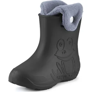 Ladeheid EVA Kinder Jungen Mädchen Gummistiefel Regenschuhe gefüttert Regenstiefel Gummischuhe LA-CA-04 (Carbone/Grau, 28/29 EU)