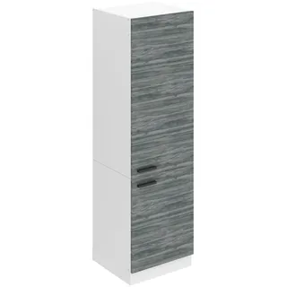 Belini Kühlschrank Schrank Hochschrank Küche SSL. 60 cm Breite und 204 cm Höhe. Einbauschrank für Kühlschrank mit 2 Türen,  Glamour Wood - Silber