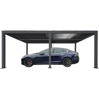 Carport HWC-L46, Autoüberdachung Garage Unterstand, 11cm-Aluminium-Gestell, Regenrinne sturmfest, 3x6m anthrazit - Grau