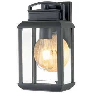 Licht-Erlebnisse Howard Außenlampe Wandleuchte E27 IP44 Aluminium Glas 30,5 cm