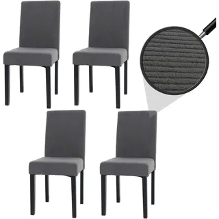 4er-Set Esszimmerstuhl Littau, Stuhl Küchenstuhl Hochlehner, Stoff/Textil Cord Holz dunkelgrau, dunkle Beine - Grau