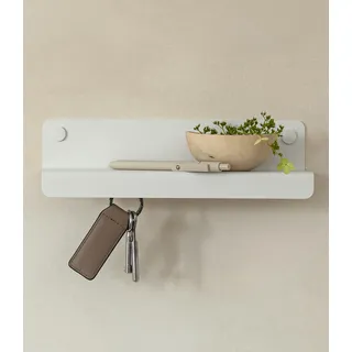 Kazai. Schlüsselbrett 'Holmsen' | Minimalistisches Schlüsselhaken-Design aus Berlin | Moderner Schlüsselhalter mit Ablage aus Metall | Schlüsselboard als Flur Möbel für die Wand | Weiß