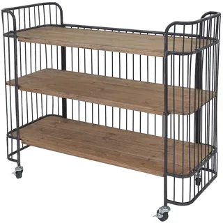 Mendler Rollwagen HWC-A43, Rollregal Servierwagen, Tanne Holz massiv Vintage 84x98x36cm