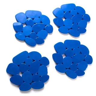 MSV Duschmatte Badematte Badewanneneinlage Anti Rutsch Pads Kieselstein - 4 Stück - antibakteriell rutschfest mit Saugnäpfen - Blau - ca. 13 x 12 cm