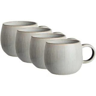 Butlers Tassen 4er-Set Henley 330 ml , Grau , Keramik , Geschirr, Tassen, Kaffeetassen
