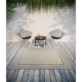 Villeroy & Boch Luitwin In- Outdoor Teppich Modern - Modernes Flachgewebe, Boho, Ethno, ÖKO-TEX Wetterfest & UV-beständig für Balkon, Terrasse, Garten – Natur Braun, 190x290cm