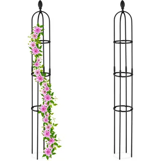 Relaxdays Obelisk Rankhilfe 160 x 20 cm Schwarz