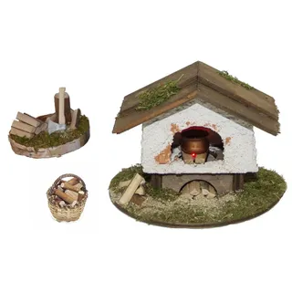 Alfred Kolbe Krippen-Zubehör »Weihnachtsdeko« Backofen und Hackstock, inkl. Holzkörbchen, beige