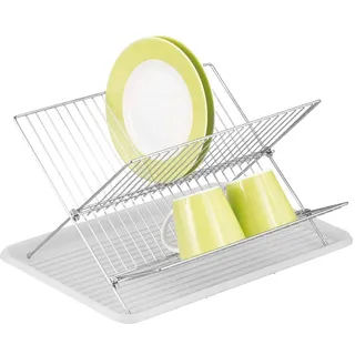 Zeller 27267 Tellerabtropfständer, Metall/Kunststoff, weiß, ca. 43 x 32 x 24 cm, Abtropfgestell für Geschirr, Geschirrabtropfständer
