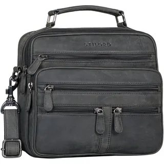 STILORD 'Veland' Vintage Messenger Bag für Herren Echtleder Männer Businesstasche klein Kameratasche Leder Umhängetasche Herren, Farbe:carbon - grau