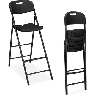 relaxdays Klappbare Barhocker 2er Set - Schwarz