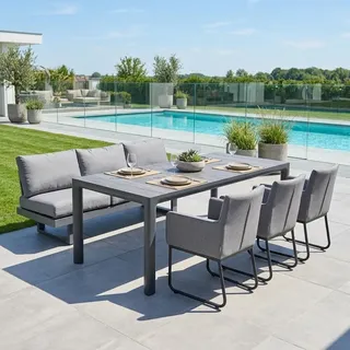 Siena Garden Gartenmöbel-Set 5tlg. Silva 220x100cm Tisch mit Clemento Bank & Stühle