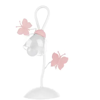 Kindertischleuchte , Weiß, Pink , Metall, Glas , 37 cm , Lampen & Leuchten, Innenbeleuchtung, Kinderzimmerlampen, Kindertischleuchten