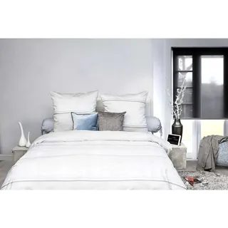 Heckett & Lane Mako Satin Bettwäsche Raf I Größe 155/220 cm I Farbe Weiß Edle Bettwäsche aufwendige Nähtechnik - Grau