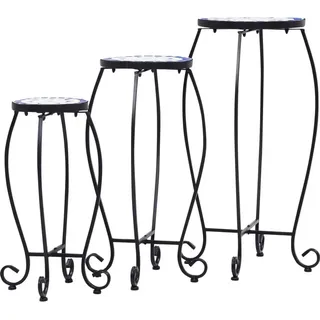 vidaXL Mosaiktische 3 Stk. Keramik Blau und Weiß