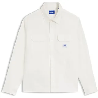 HUGO Herren Ekynone Hemd aus Baumwoll-Twill mit Logo-Label Weiß L
