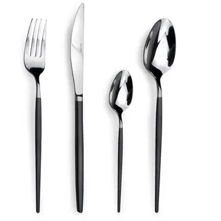 Amefa Besteck Set Soprano | Besteck 24-teilig | Edelstahl, Schwarz | PVD-Griff | 24-teiliges Besteckset für 6 Personen