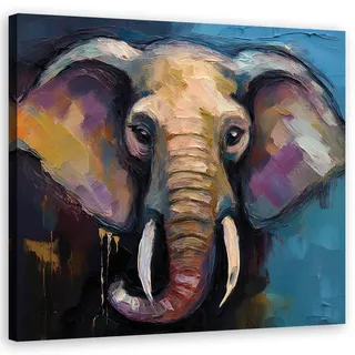 Feeby Wandbild elefant tiere afrika , Multicolor , Textil , Tiere , Rechteckig , 50x50 cm , Bilder & Rahmen, Bilder, Leinwandbilder