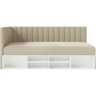 Selsey Jugendbett Ventrio Graubeige Easy-Clean-Samtbezug 90x200 cm , Taupe , Textil , 90x200 cm , Babymöbel & Kindermöbel, Kinderzimmer & Jugendzimmer, Kinderbetten, Kinderbetten & Jugendbetten