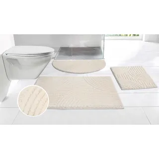 Badematte OTTO HOME "Ognon, Scandi, Boho, modernes Muster" Gr. 2, beige (natur), H:15mm, Polyester, Badematten, Badematte, Badteppich, Uni Farben, Hoch-Tief-Effekt