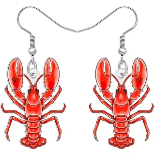 DUOWEI Acryl Niedliche Tropische Hummer Ohrringe Ozean Tier Meeresfrüchte Spaß Krebse Garnelen Baumeln Schmuck Geschenke für Damen Mädchen Meer Liebhaber Urlaub Strand Party Charme