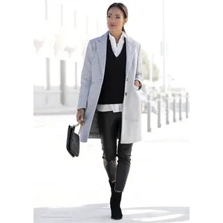 Kurzmantel LASCANA, Damen, Gr. 40, grau (grau, meliert), Web, Obermaterial: 100% Polyester. Futter: 100% Polyester, meliert, figurumspielend kniefrei, Mäntel Kurzmantel, im klassischen Design, Damenmantel, Blazermantel, casual-chic