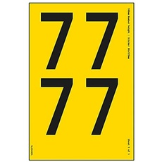 Ein Nummernblatt – 7 – 23 mm Höhe – 300 x 200 mm – gelbes selbstklebendes Vinyl