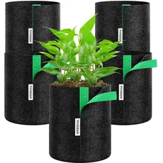 VIVOSUN 5er-Pack Wachstumsbeutel, Stofftöpfe mit selbstklebenden Seiten zum Umpflanzen