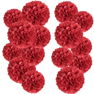 Pompon Seidenpapier, Rot, Valentinstag, Weihnachten, Dekoration, Pompom, Dekoration, Blume, Hochzeit, hängend für Geburtstag, Haus, Zimmer, Party, Garten, Taufe, 15 Stück (5 Stück 15/20/25 cm)