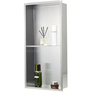 Vevor Duschnische, 10,16x33,02x63,5 cm, doppellagige Wandnische mit ausgehöhlter Trennwand, Shampoo-Aufbewahrungs-Organizer aus Edelstahl, Duschregal, silberfarben für Badezimmer