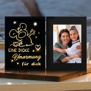 LED Bilderrahmen als Nachtlicht – Personalisiertes Geschenk mit Lichtschrift, Muttertagsgeschenk für Mama, Geburtstagsgesicht für Papa oder Freundin – Schreibtischdeko für Schlafzimmer, Wohnzimmer