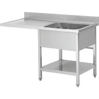 Spuelcenter aus Edelstahl, ein Becken rechts, 140 x 60 - Silber
