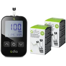 Bild adia Diabetes-Set: Blutzuckermessgerät (mg/dl) mit 110 Blutzuckerteststreifen