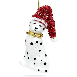 SIKORA Dalmatiner besondere Weihnachtskugel Glas Christbaumschmuck Deko Figur Weihnachten Anhänger Ornament - Trend Line - BS473