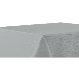 Tischdecke Streifen Schnörkel Tischläufer 160 cm rund - hellgrau - Hellgrau