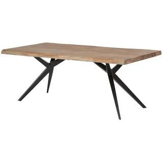 Esstisch 'Vanaja' 220x100 cm, Akazie/Antikschwarz, 56 mm Massivholz, Metall Akazie