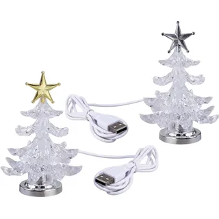 SOLUSTRE 2 Stücke Weihnachtsbaum Nachtlampe LED Mini Christbaum Nachtlicht USB Schreibtischlampe Bunte Licht Weihnachten Tischlampe Party Festival Schlafzimmer Weihnachtsdekoration Geschenk