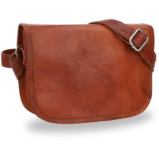 Gusti Leder Umhängetasche Damen aus Echtleder – Mittelgroße Vintage Handtasche braun mit verstellbarem Schultergurt, Handgefertigte Crossbody Bag für Freizeit Alltag Reise