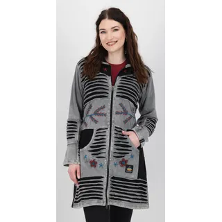 DEPROC Active Fleecejacke "Patchwork NUNAVUT LONG WMN" auch in Großen Größen erhältlich, light gray