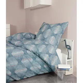 Janine Seersucker Bettwäsche Tango 20084-02 denimblau 155x200 cm + 80x80 cm - Blau