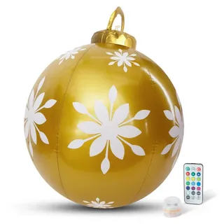 Weihnachtsbeleuchtung für den Außenbereich mit Batterien – riesige beleuchtete Weihnachtskugel 60 cm – Gold/Weiß – RGB-Farben + Fernbedienung - Gold, Weiß