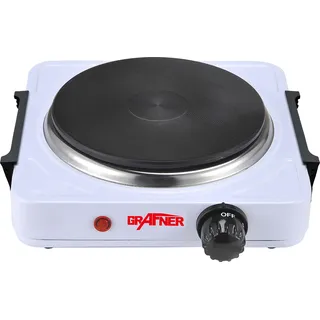 Grafner Kochplatte mit klappbaren Griffen, 1000 Watt, 1 Massekochfeld mit 1x Ø 155 mm, stufenlose Temperatureinstellung, Farbe nach Wunsch: schwarz oder weiß, Kochfeld Herdplatte Campingkocher