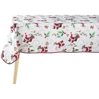 douceur d'intérieur Pere Noel Tischdecke, rechteckig (150 x 240 cm), Weiß, bedrucktes Polyester