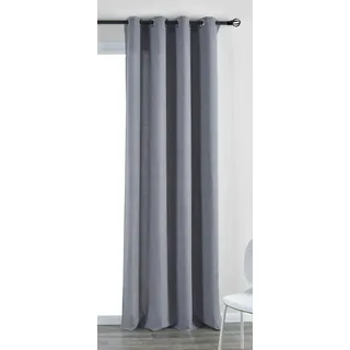 Gardinenbox Vorhang Ösen »Essen« HxB 245x145 Dunkelgrau Cationic Raffhalter Leinenstruktur Blickdicht lichtdurchlässig 210 g/m2 202430