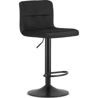 Valora PROT Hocker Schwarzer Samt Schwarzes Gestell - Samthocker mit massivem schwarzen Finish - Schwarz