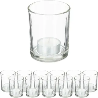 Relaxdays Teelichthalter 12er Set Glas Transparent