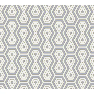 A.S. Création Architects Paper Retrotapete Jungle Chic Tapete geometrisch grafisch PVC-freie Vliestapete grau gold weiß matt glatt 377076 37707-6, 10.05 m x 0.53 m