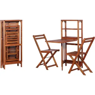 The Living Store 3-tlg. Bistro-Set Klappbar Massivholz Akazie - Braun